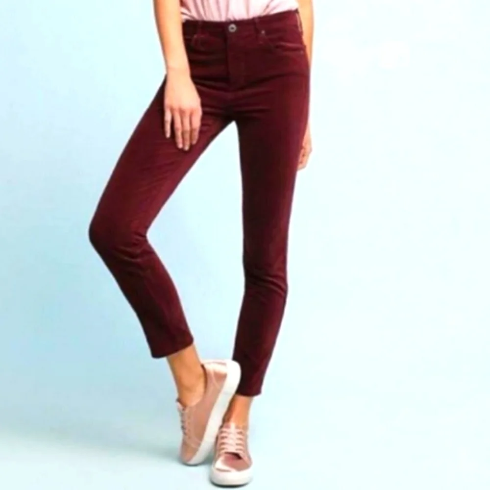 J. CREW Burgundy HIGH WAISTED  Skinny JEANS With Pockets Pants 25